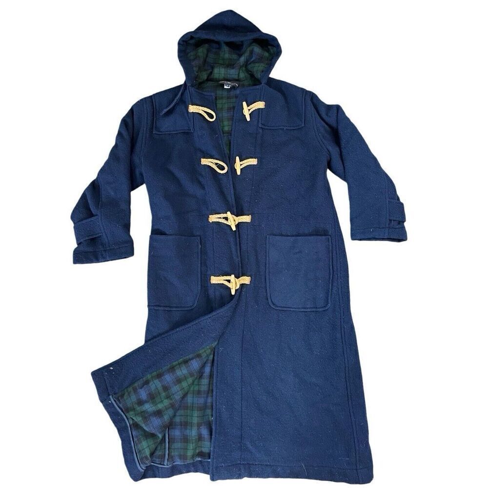 Vintage Polo Ralph Lauren Men’s S Hooded Toggle Coat, Navy Wool Twill Women’s M